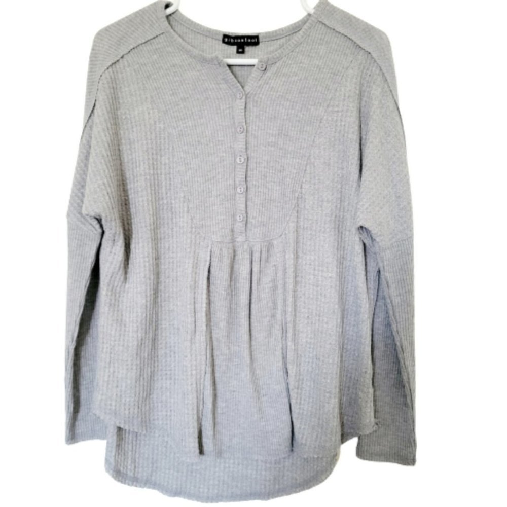 GIBSON Look NWOT Babydoll long sleeve sweater,  waffle fabric